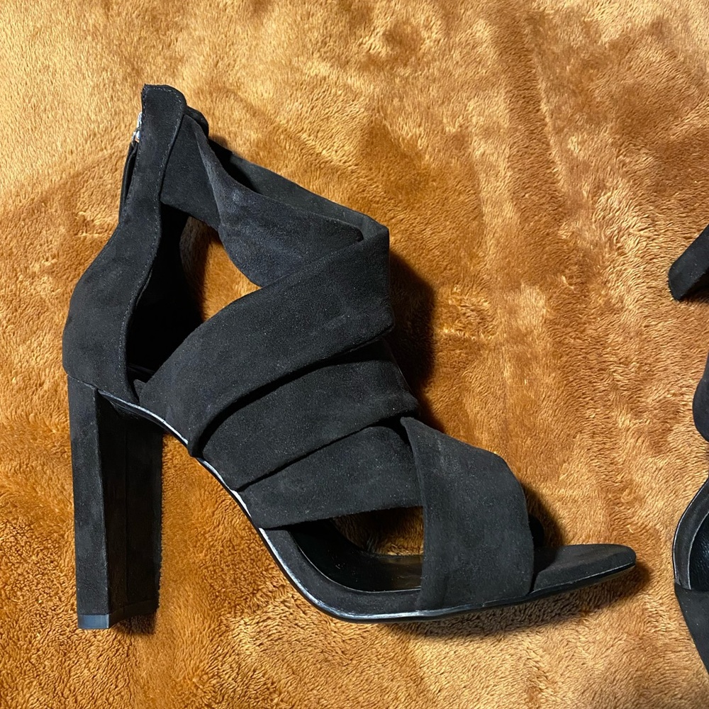 Zara Basic Collection Black Strappy Heels Size 39 - image 1